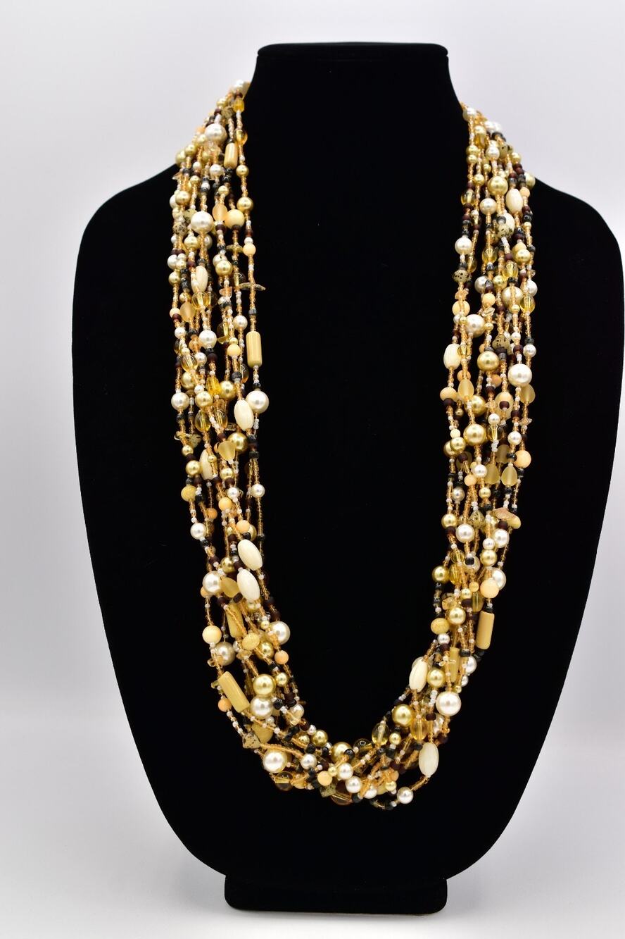 Joan Rivers Vintage Czech Republic Multi Strand Beaded Necklace Chunky 90s BinAU